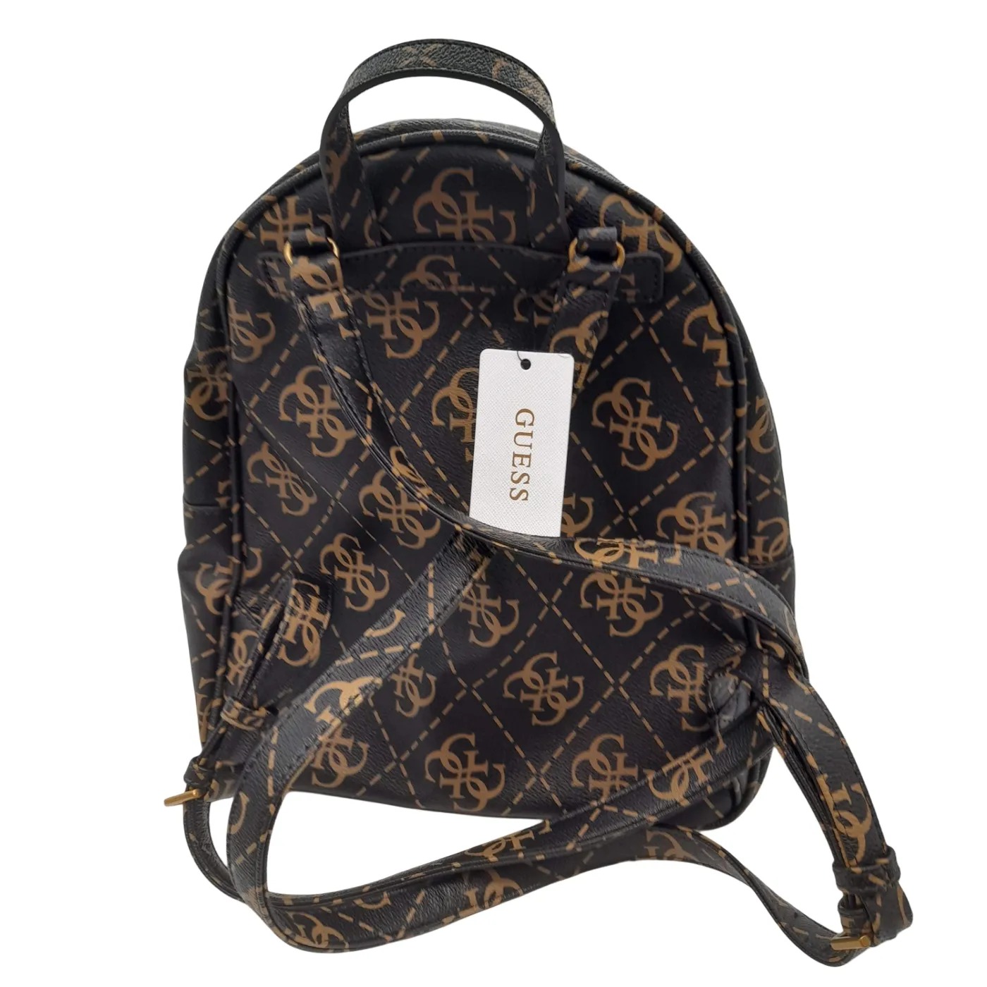 GUESS Manhattan Brown Monogram Backpack With Dust Bag