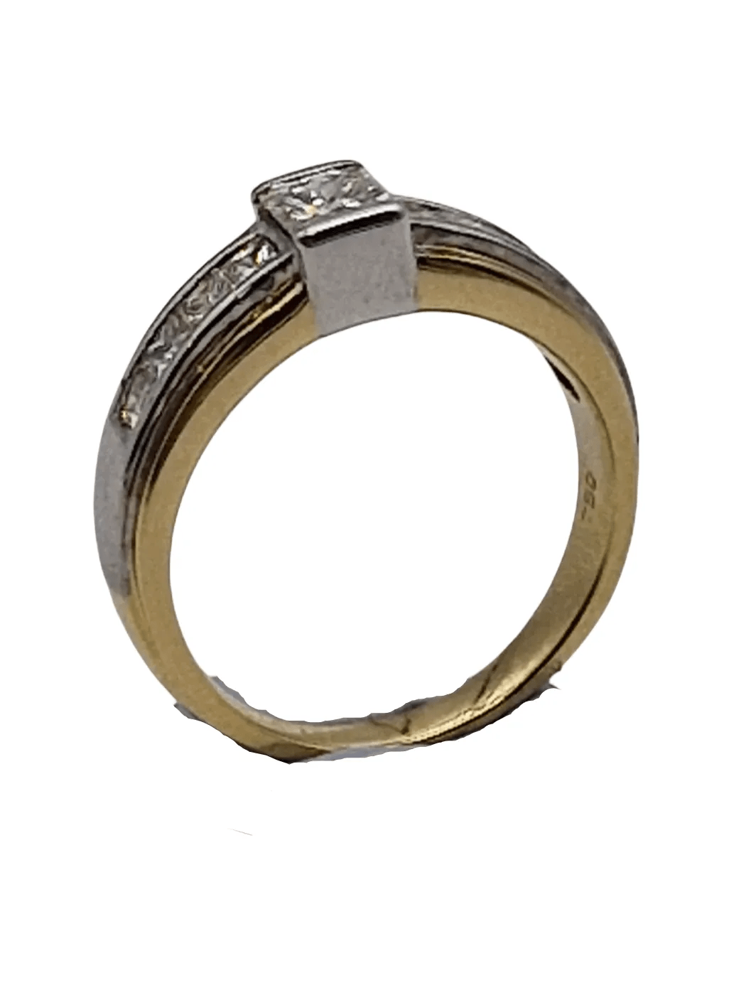 Ladies 18ct Yellow & White Gold 9 Diamonds Ring Princess Cut 1.00CT TDW N 7 With Valuation (WL 1278090)