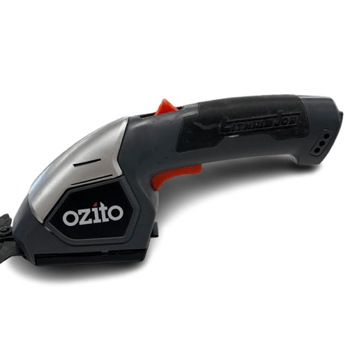 Ozito 7.2V Cordless Hedge Trimmer and Shear HTL-072, Shear Head Attachment Included – No Charger Included.