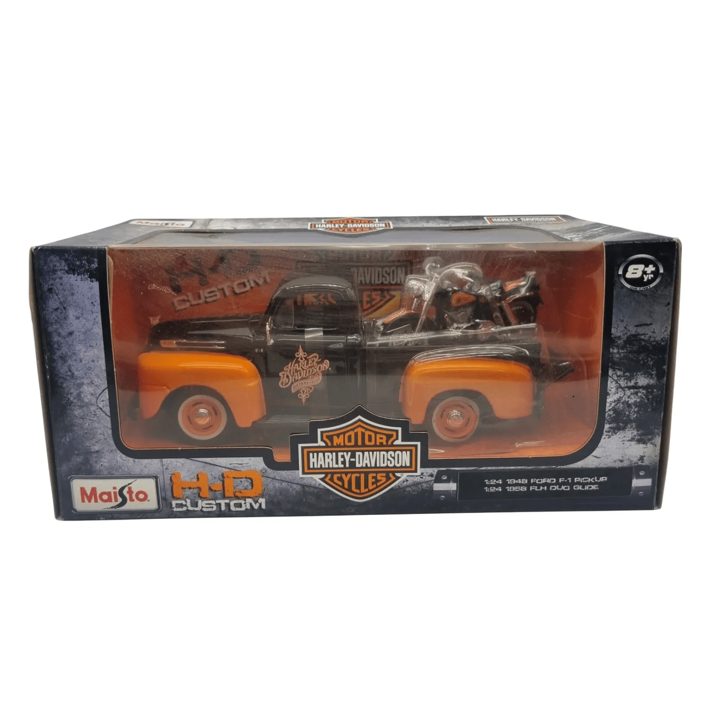 Maisto – Harley Davidson Model Car & Motorbike: 1:24 1948 Ford F1 Pickup with 1958 FLH Duo Glide  *Sealed In Box*