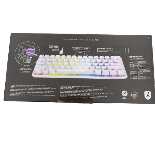 Razer RZ03-03390300-R3M1 Huntsman Mini 60% Keyboard, Mercury, Purple Switches, With USBC Cable & Box