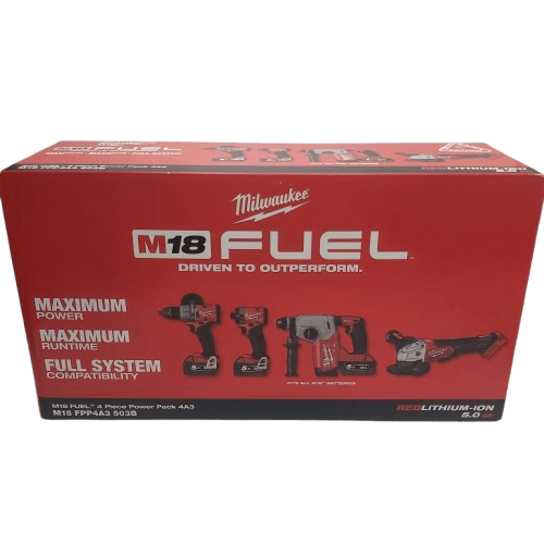 Milwaukee M18FPP4A3503B 18V 5.0Ah Li-ion Cordless FUEL 4pce Combo Kit Power Pack (NA – 1354458)