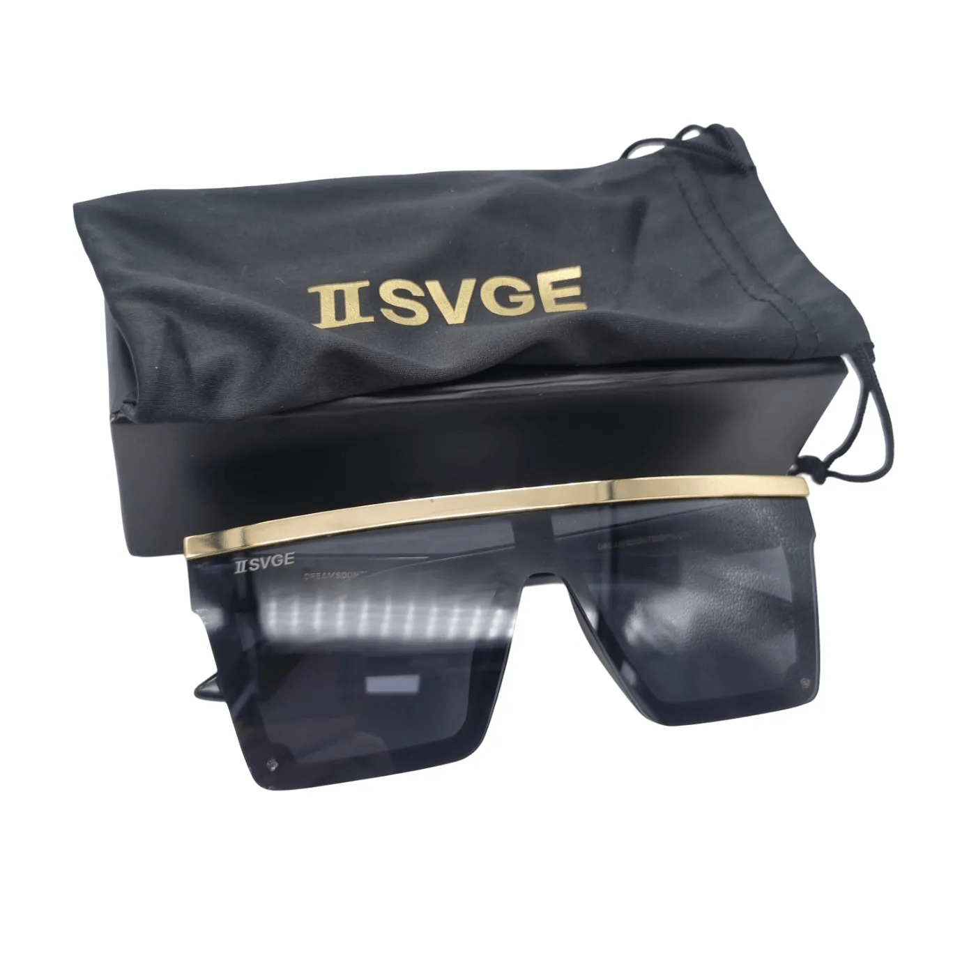 IISVGE Sunglasses Cat 3 Black/Gold + Box + Sunglasses Case (WR )