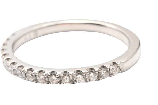 Ladies 18ct White Gold Round Brilliant Cut Claw Set Diamond Band 0.32ct TDW M With Valuation