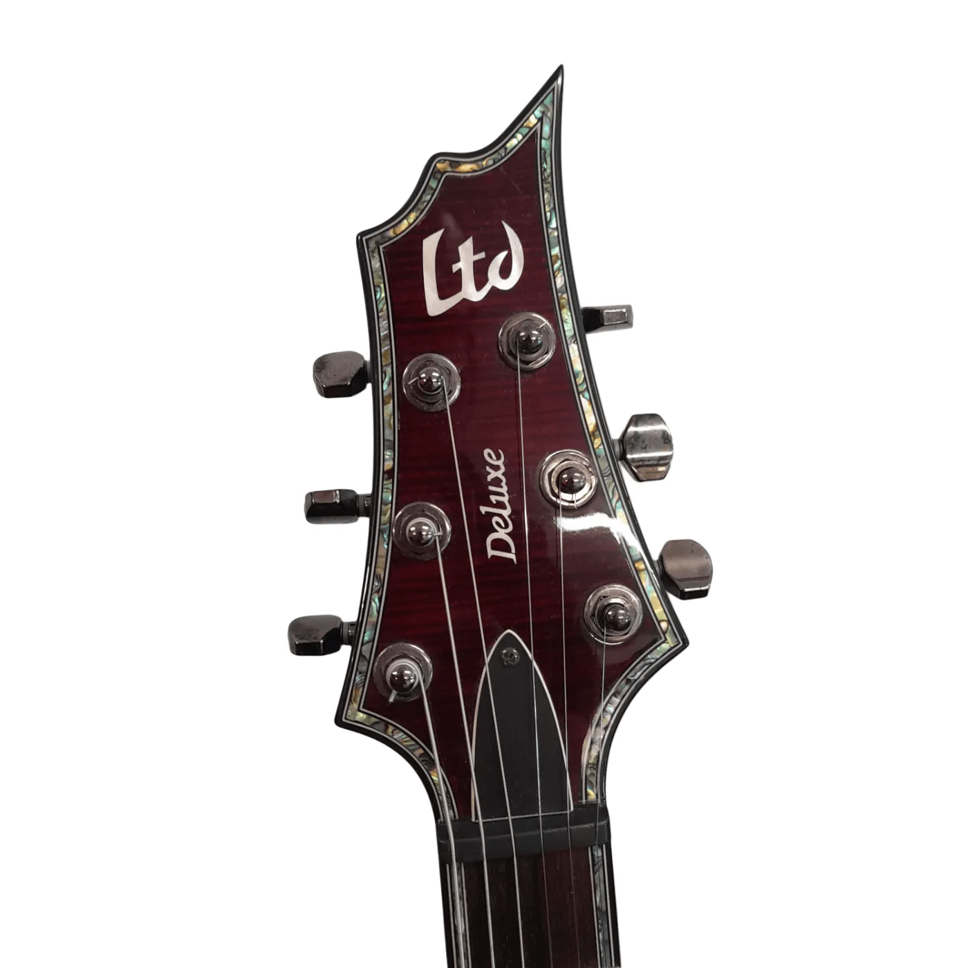 ESP LTD Deluxe H-1001 Dark Red Electric Guitar With EMG Pickups & Mother of Pearl Inlay – Includes Hard Case , Stand , Strap & Spare Strings