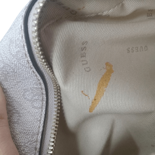 Guess Women’s Noelle Camera Crossbody Handbag Powder Logo Print (AP787914) *Small Stain On Inside*