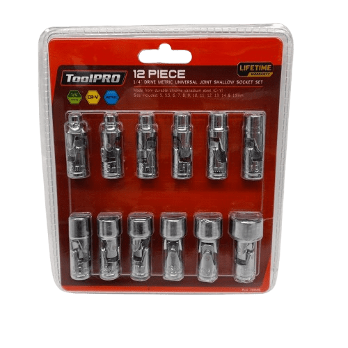 ToolPRO 1/4″ Uni Joint Shallow Socket Set 12 Piece (MR)