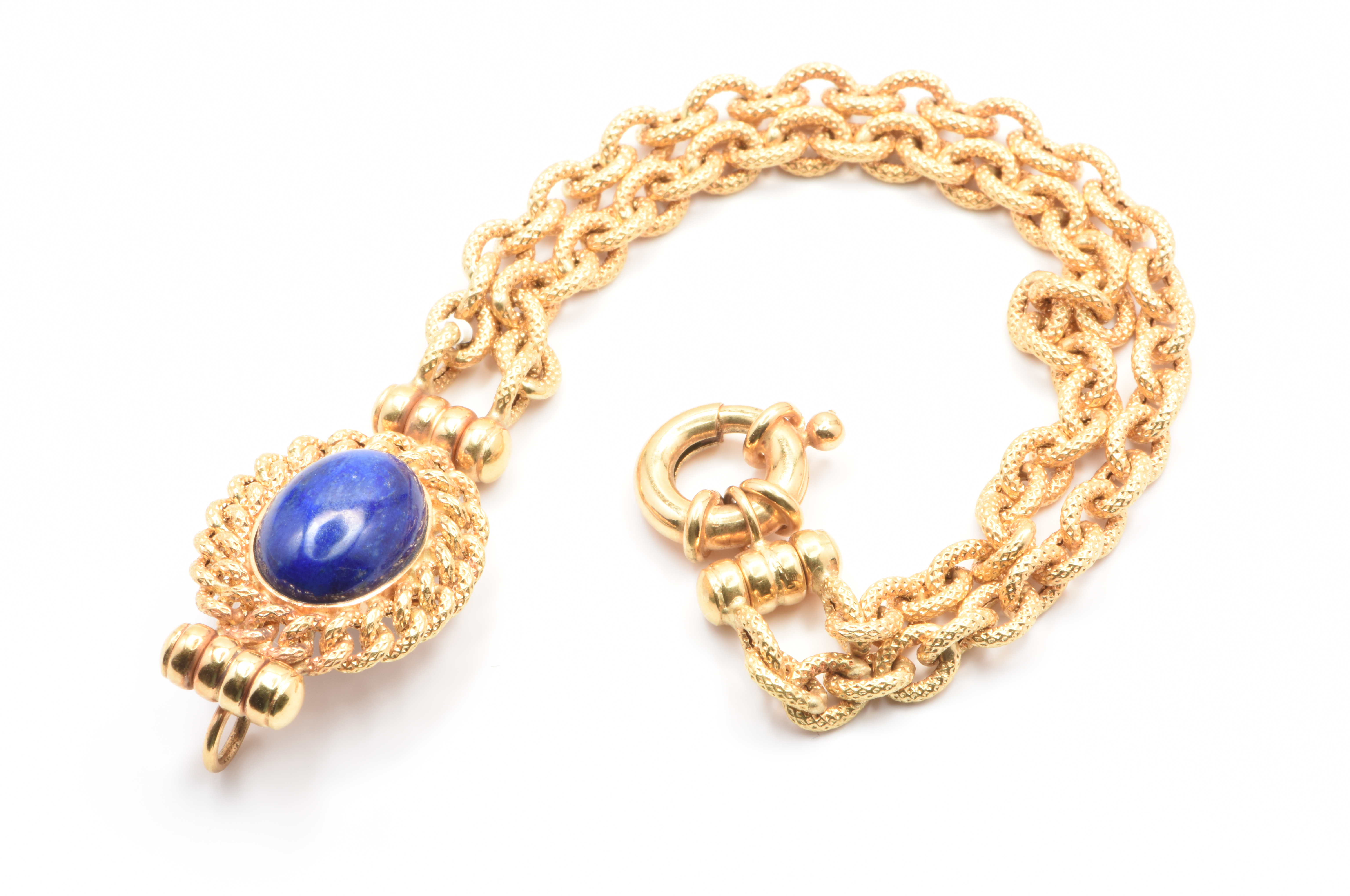 Ladies 18ct Yellow Gold Single Stone Lapis Lazuli Bracelet 17cm with Valuation – WL 1317071