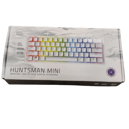 Razer RZ03-03390300-R3M1 Huntsman Mini 60% Keyboard, Mercury, Purple Switches, With USBC Cable & Box