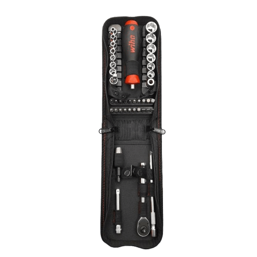 Wiha 40-Piece Metric 1/4 in Standard Socket/Bit Set with Ratchet, 6 point; Hex Bit; Phillips Bit; Posidriv Bit; Slotted