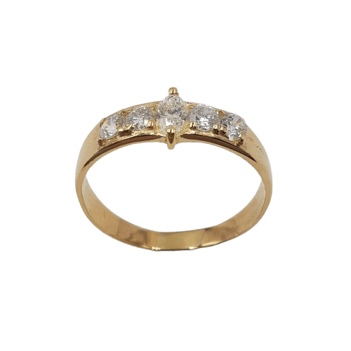 Ladies 18ct Yellow Gold Marquise Diamond & Cubic Zirconia Claw Set Ring 0.45ct TDW J 1/2 Ring With Valuation