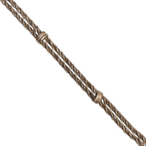 9ct Yellow & White Gold Twist Rope & Box Chain Bracelet – 16.1g, 20cm, Stamped 375