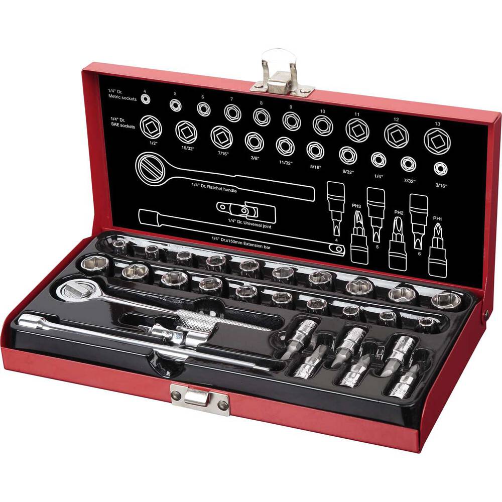 SCA Socket Set 1/4″ Drive Metric/SAE 30 Piece – Like New (LE)