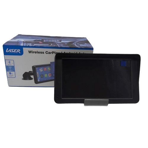 Laser 7″ Portable CarPlay/Android Auto Touchscreen – Wireless, Bluetooth, FM Transmitter – In Box With Accessories NAVC-BHUD-982 (CP)