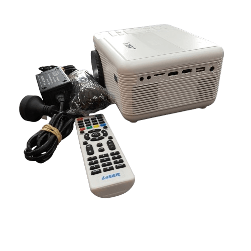 LASER PROJECTOR PJT-DVDHD-906 WHITE WITH BOX AND POWERCORD