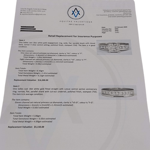 18ct White Gold 3-Piece Wedding Set 2.41ct TDW with Valuation Paperwork