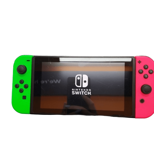 Nintedno Switch Hac-001 Green / Pink Joycons With Charger And Case, No Dock