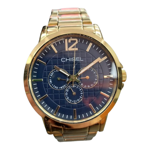 Men’s Chisel Watch, Gold/Blue, Excellent Condition With Metal Tin (CP 1346488)