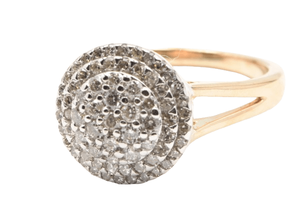 Ladies 9ct Yellow & White Gold Diamond Cluster Ring 0.50ct TDW I With Valuation (MR)