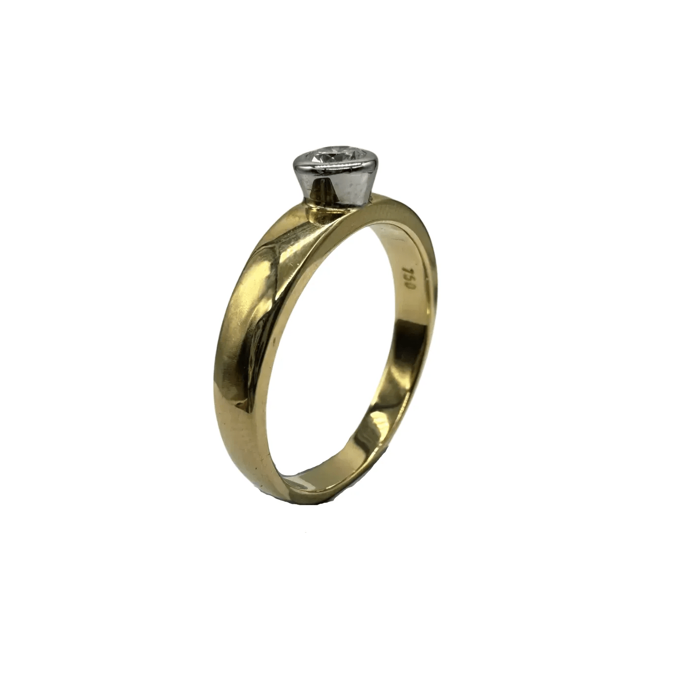 Ladies 18ct Yellow & White Gold Single Brilliant Cut Diamong Ring 0.23ct TDW P 7 3/4 With Valuation (WR)