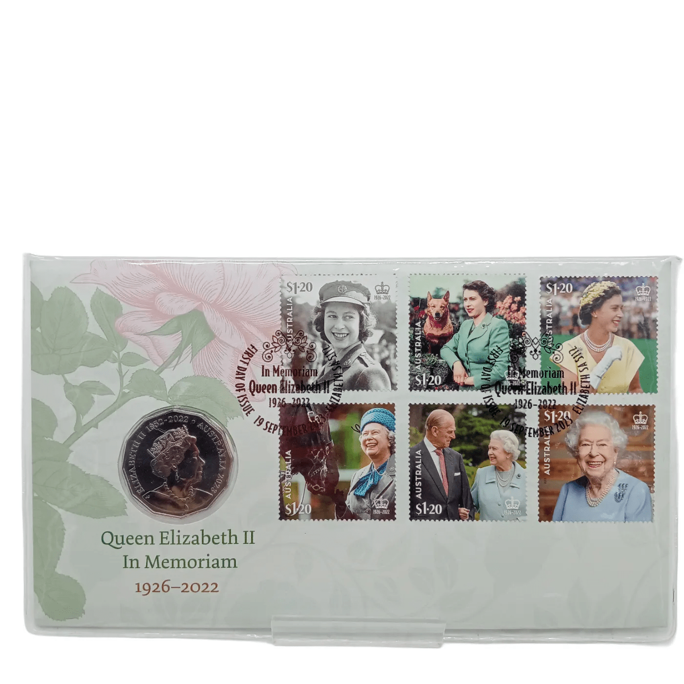 Australia Post Coin & Stamp: Queen Elizabeth II In Memoriam 1926-2022 50 Cent Coin (WR 1355915)