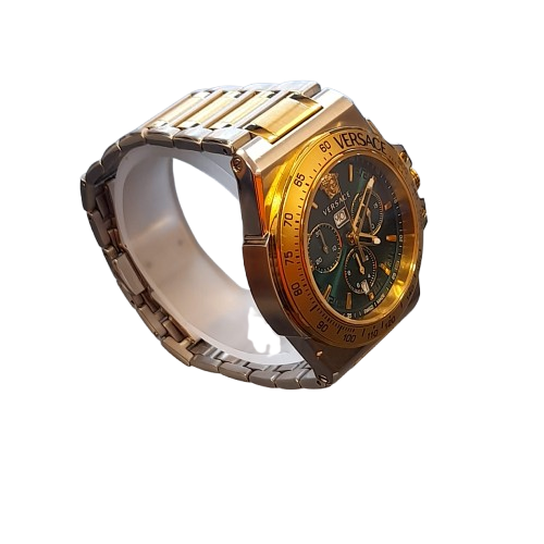 Versace Watch VER7H Greca Extreme Chrono Green Dial two Tone With Box And Extra Links