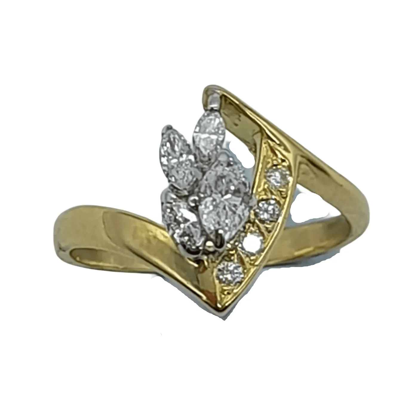 Ladies 18ct Yellow & White Gold 8 Stonde Diamond Ring 0.30 TDW L 6 With Valuation