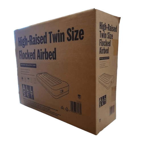 Inflatable Air Mattress Twin Bed with Built-In Pillow – Flocked Surface – Sealed in Box (GE 1345892)