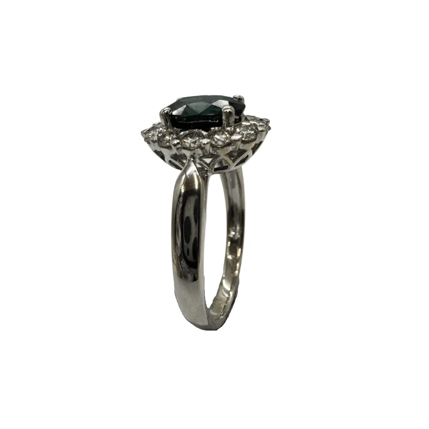 Ladies 9ct White Gold 1.60ct Sapphire & Diamond Cluster Ring 0.54ct TDW L 5 3/4 with Valuation – WL 1318289