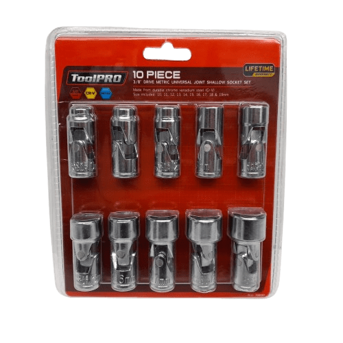 ToolPRO 3/8″ Uni Joint Shallow Socket Set 10 Piece (MR)