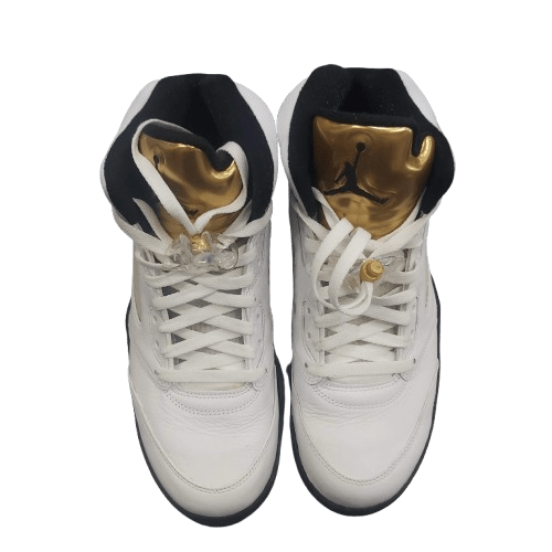 Men’s Nike Air Jordan 5 Retro, Size US10.5/UK9.5/EUR44.5, White & Gold, Very Good Condition, With Box