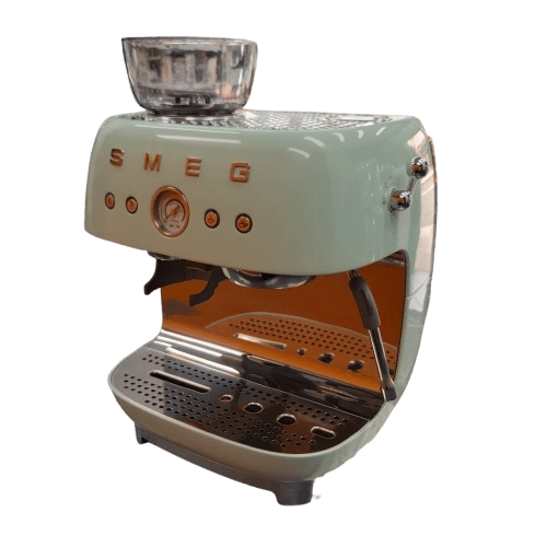 **LOCAL PICK UP ONLY** SMEG 50’s Style Espresso Machine EGF03PGAU, Pastel Green, Very Good Condition, With Drip Tray, 2x Filters + Cleaning Brush **LOCAL PICK UP ONLY** (CP 1353735)