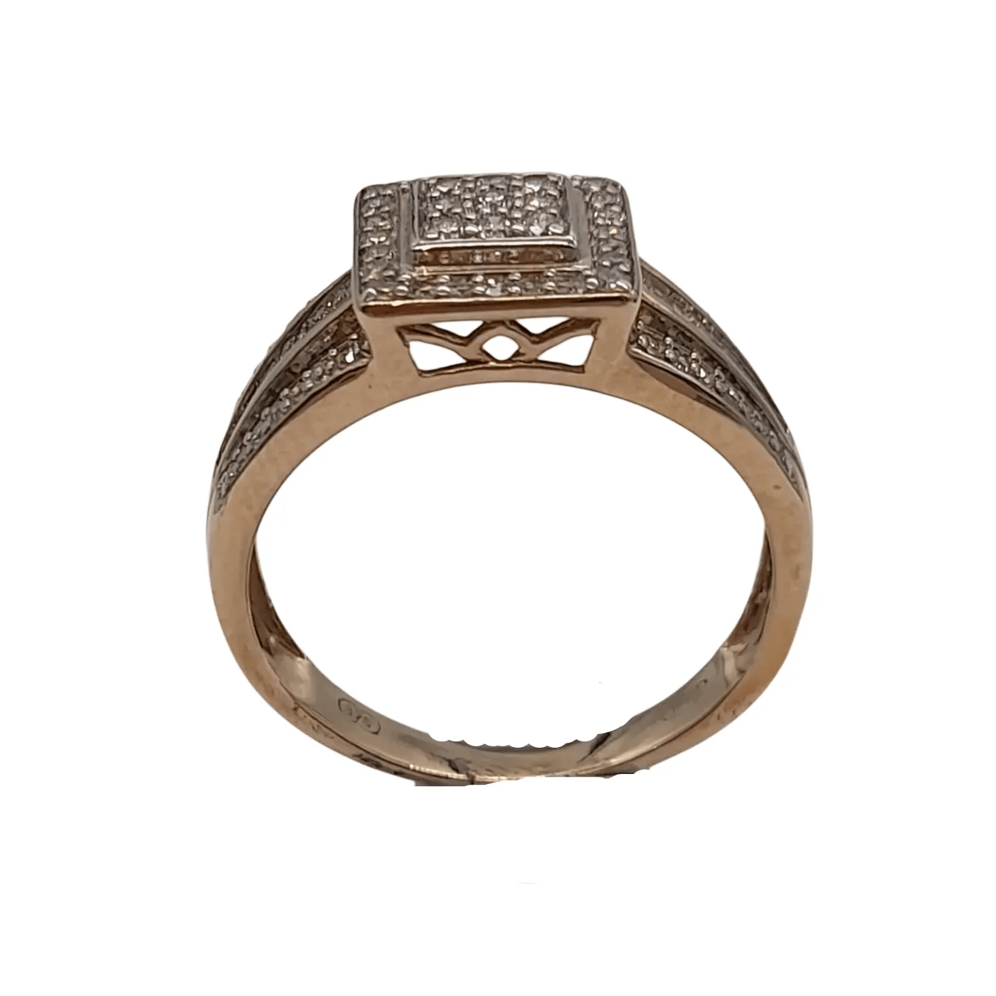 Ladies 9ct Yellow Gold 81 Stone Diamond Cluster Ring Brilliant Cut Rhodium Plated Grain Set 0.5ct TDW P 7 3/4 with Valuation