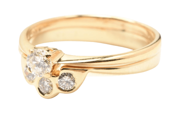 Ladies 18ct Yellow Gold Round Brilliant Cut Diamond Ring, Curved Scallop Shape Setting, 0.39ct TDW, Size J – With Valuation