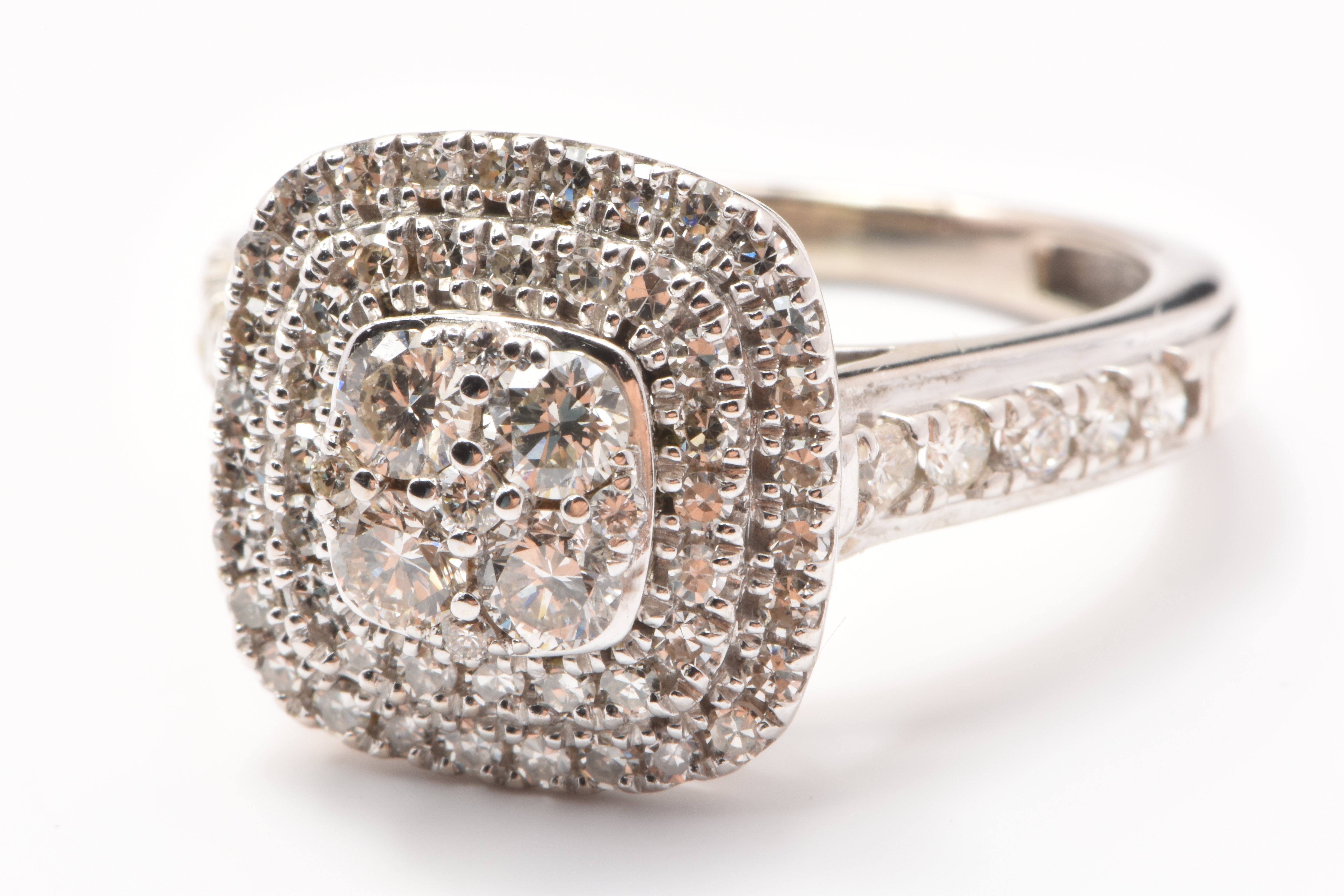 Ladies 9ct White Gold Diamond Cluster Ring 1.15ct TDW L 6 with Valuation – WL 1316051