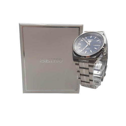 Vintage SEIKO 5 Blue 7S26-02C0 Railway Time Automatic Watch With Box and Spare Links