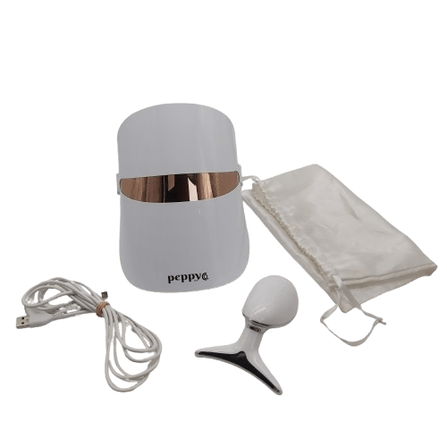 Peppy Co LED Light Therapy Mask with Facial Sculptor, USB Charge Cable And Bag