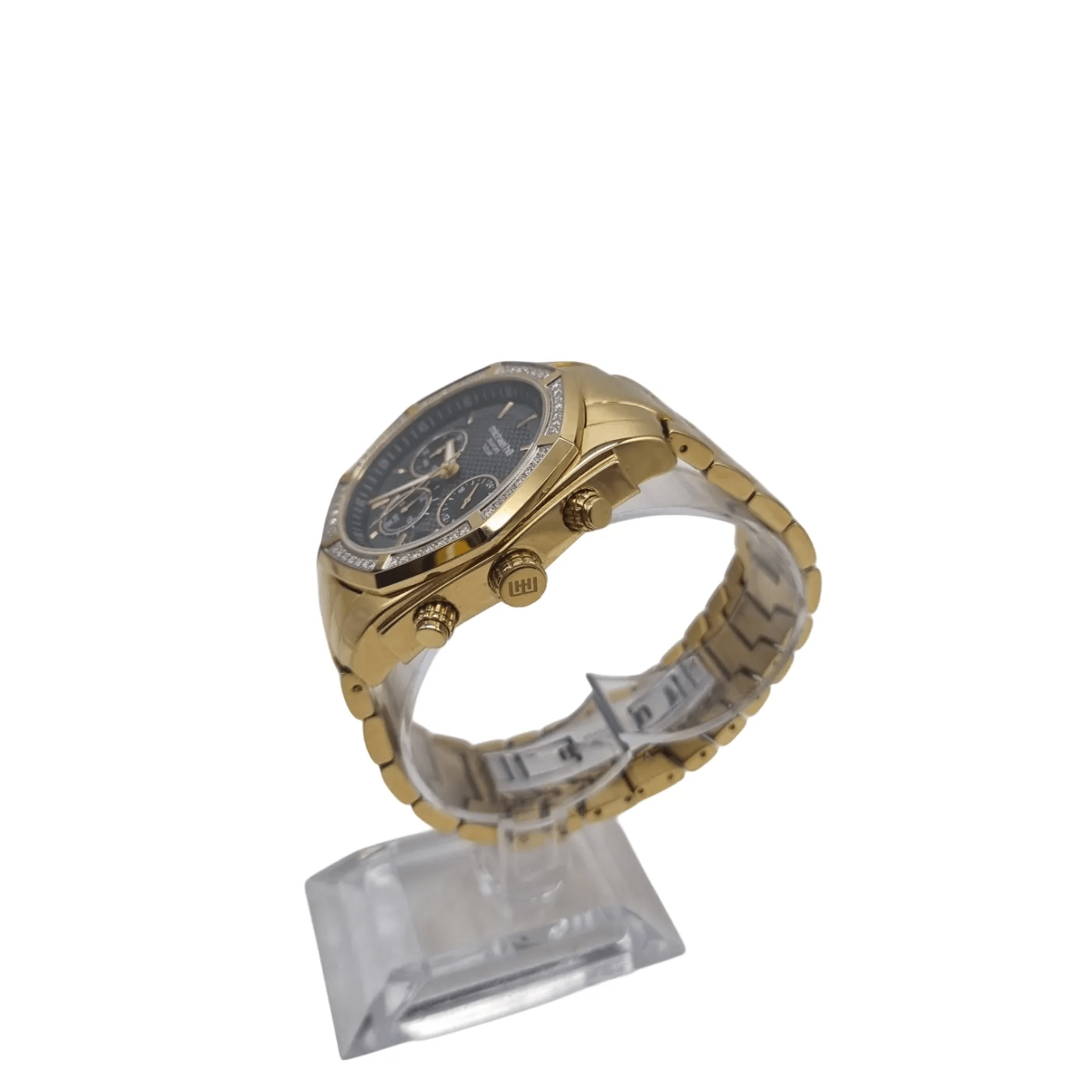 Michael Hill Men’s Solar Chronograph Watch with 0.50 Carat of Diamonds in Gold Tone Stainless Steel + Box