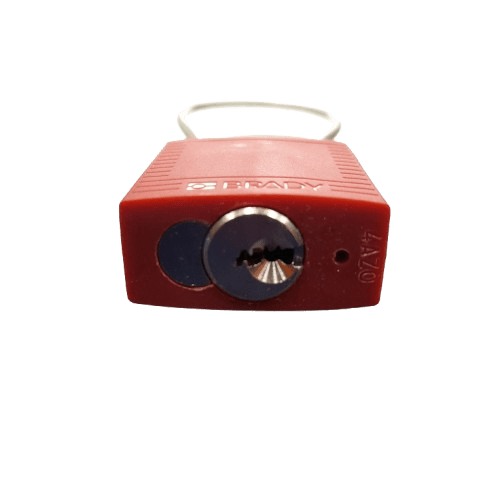 Brady Red 1-Lock Rugged Reinforced Nylon Body with Sheathed Steel Cable Keyed Padlocks (JN)