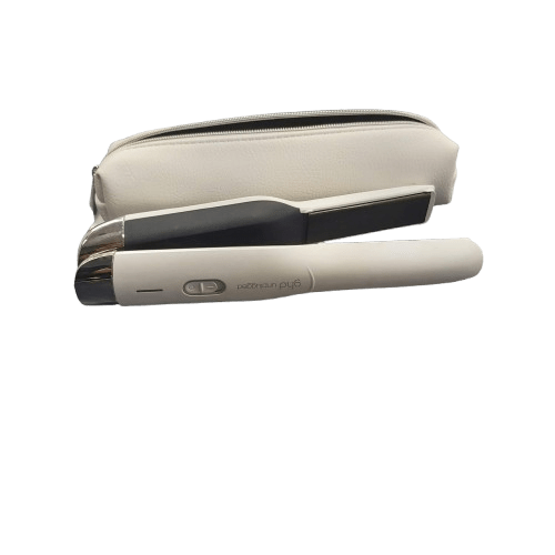 GHD HAIR STRAIGHTENER S9U221WHITE IN SOFT CASE WITH CHARGER CORD