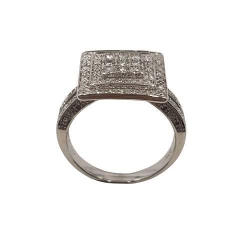 Ladies 9ct White Gold Brilliant Cut Diamond Square Cluster Ring 0.50ct TDW O With Valuation