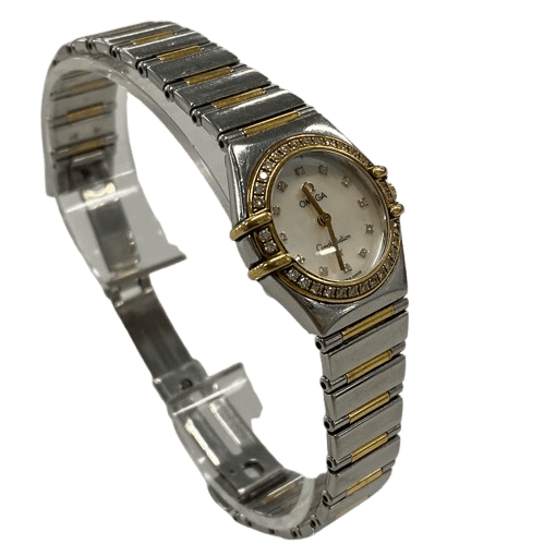 Ladies Gold and Silver Stainless Steel Genuine Omega Watch with Diamond Detailing . – SMALL