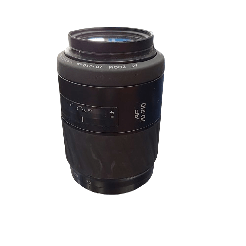Minolta Camera Lens AF Zoom 70-210mm, 1:4.5 (22)-5.6, Good Condition With Tiffen 49mm Sky 1-A UV Filter, No Lens Caps