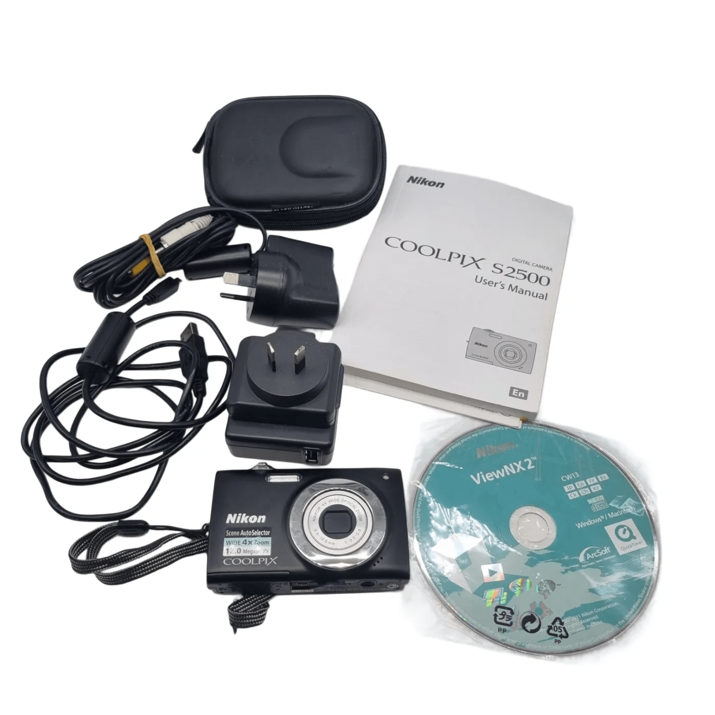 Coolpix Camera S2500 + Box, Case, Cords and Manual – (WR 1356720)