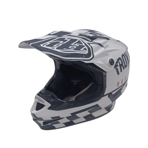 Troy Lee Designs SE4 Polyacrylite Race Shop MIPS Motocross Helmet – Medium (57-58cm), White/Black