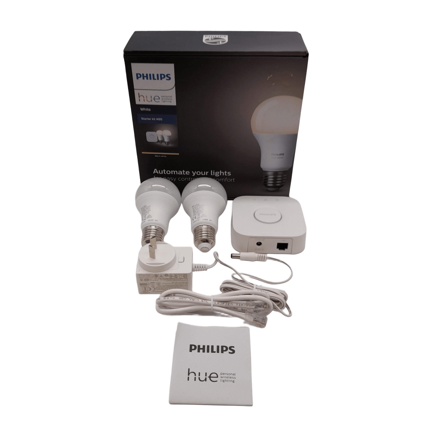 Philips Bulb Starter Kit A60 Warm White A60 + Box + Hue Bridge + Manual