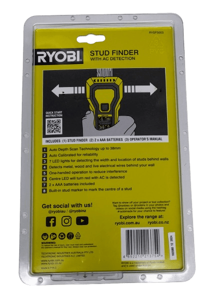 Ryobi RYSF5003 Stud Finder with AC Detection Brand New