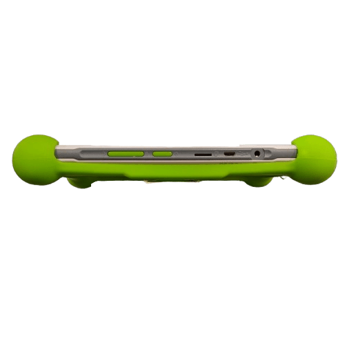 LeapFrog LeapPad Academy Kids Tablet, White, With Green Silicon Cover (Missing Stand), Scratches On Screen, End Of Stylus Worn (GE)