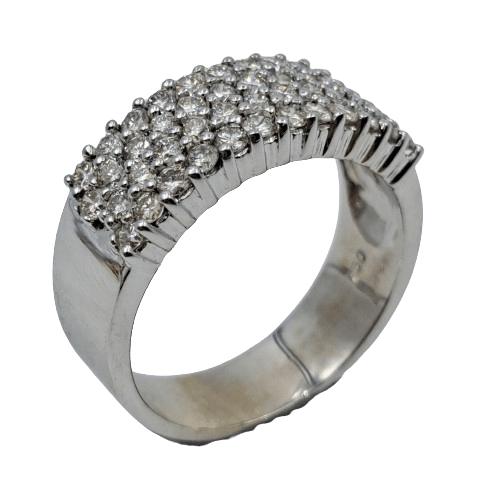 Unisex 18ct White Gold Diamond Ring with 46 Diamonds 1.00CT TDW 7.07 Grams With Valuation