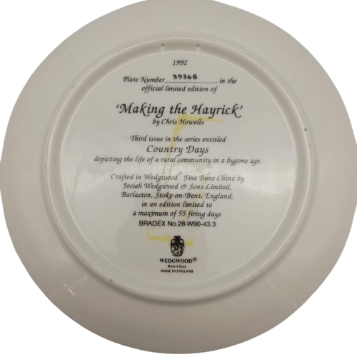 Wedgwood Making the Hayrick by Chris Howells Fine Bone China Collector’s Plate – Made in England